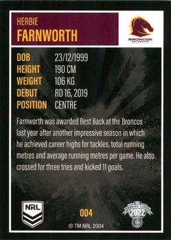 2022 NRL Elite #004 Herbie Farnworth Back